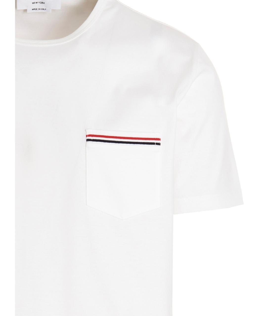 THOM BROWNE Белая хлопковая футболка, фото 3
