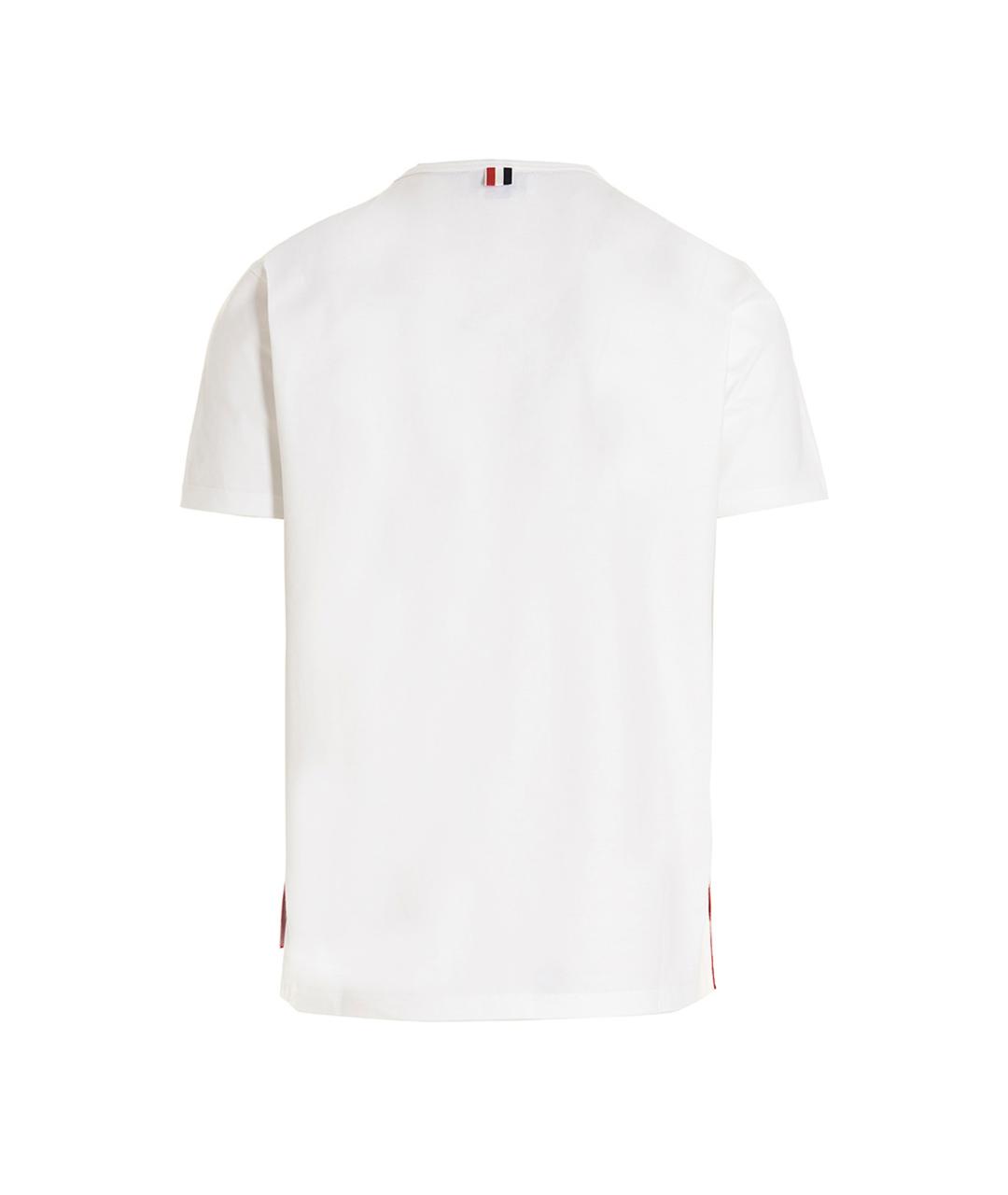 THOM BROWNE Белая хлопковая футболка, фото 2