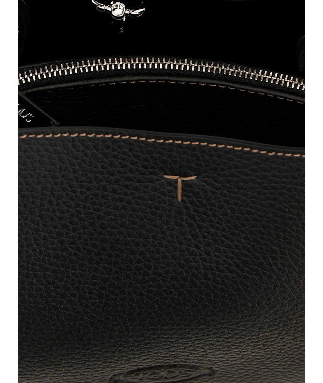 TOD'S Черная кожаная сумка тоут, фото 4