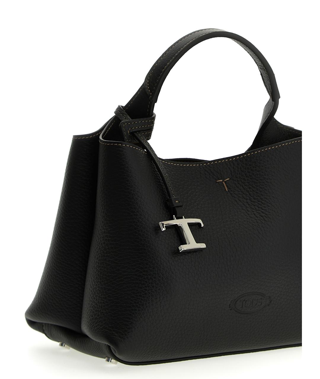 TOD'S Черная кожаная сумка тоут, фото 3