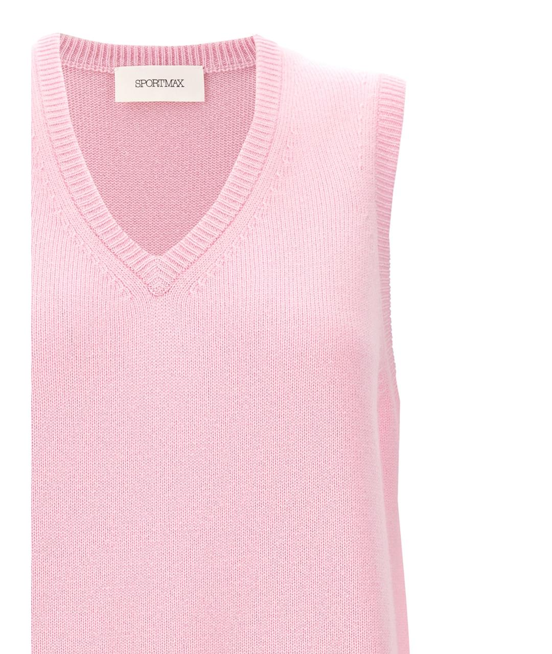 SPORTMAX Розовая шерстяная жилетка, фото 3