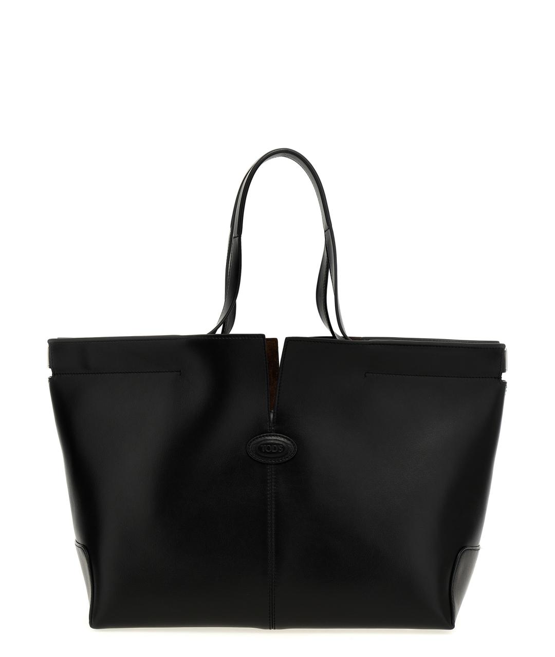 TOD'S Черная кожаная сумка тоут, фото 1