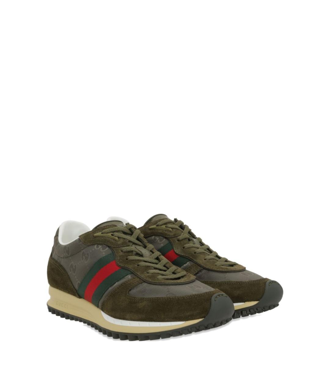 GUCCI Зеленые замшевые низкие кроссовки / кеды, фото 3