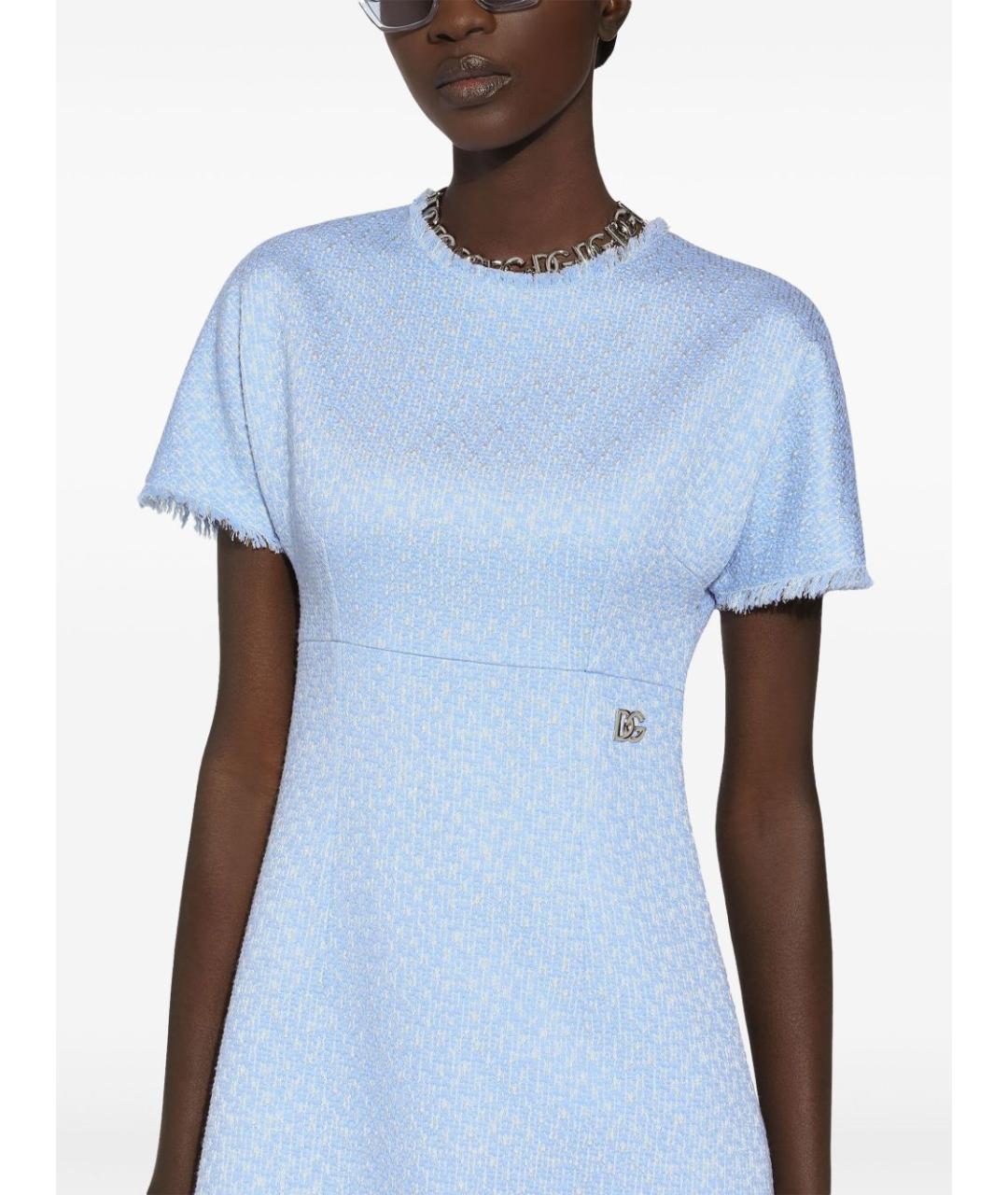 DOLCE&GABBANA Голубое шерстяное повседневное платье, фото 3
