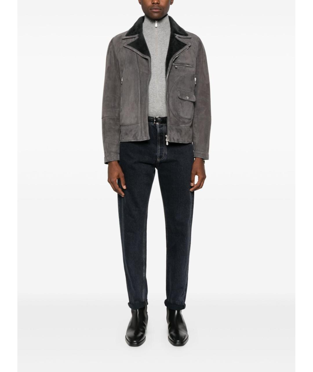 BRUNELLO CUCINELLI Антрацитовые хлопковые джинсы скинни, фото 4