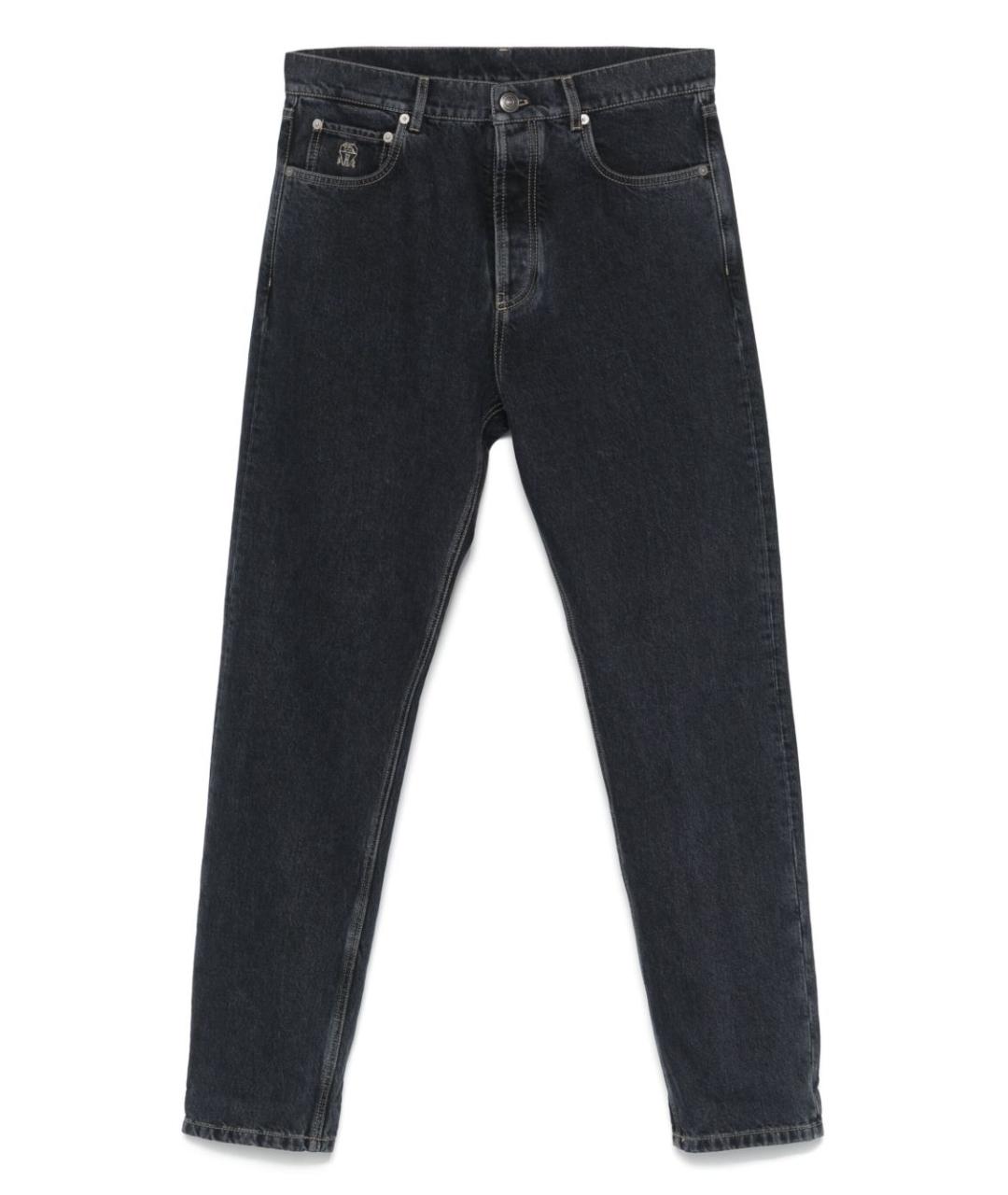 BRUNELLO CUCINELLI Антрацитовые хлопковые джинсы скинни, фото 1
