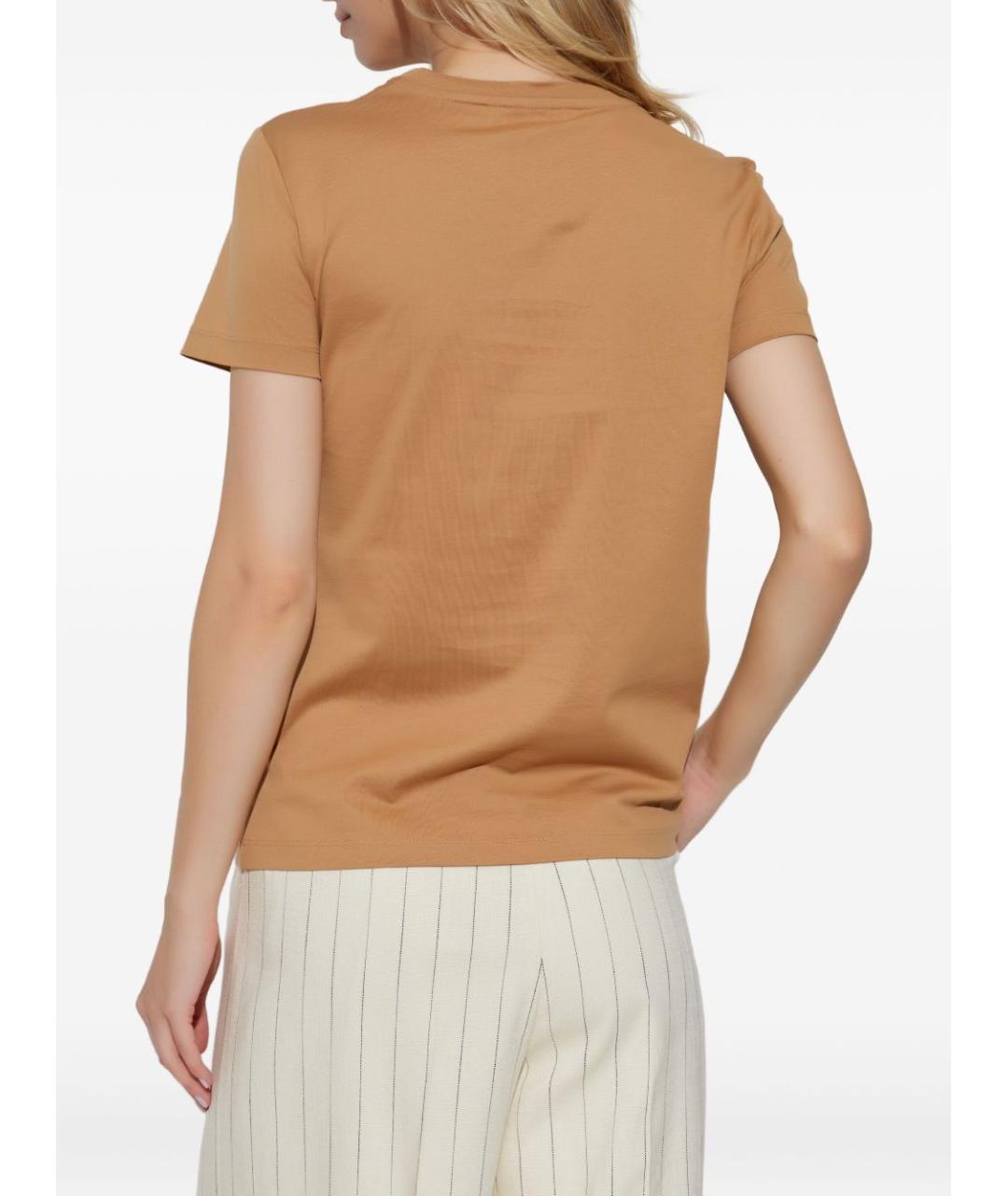 MAX MARA Коричневая хлопковая футболка, фото 2