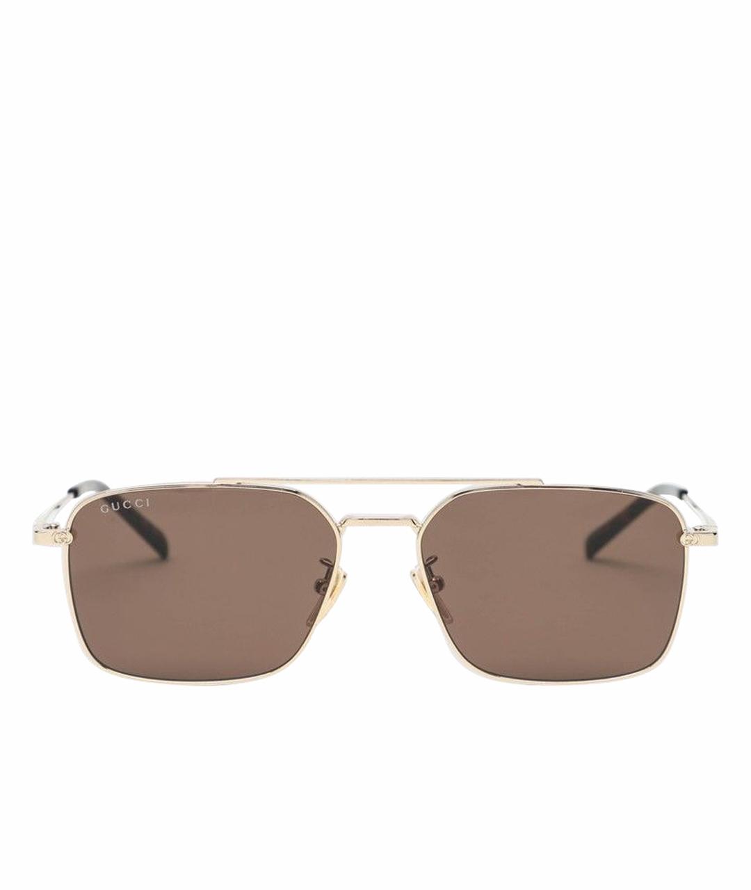 GUCCI Золотые металлические солнцезащитные очки, фото 1