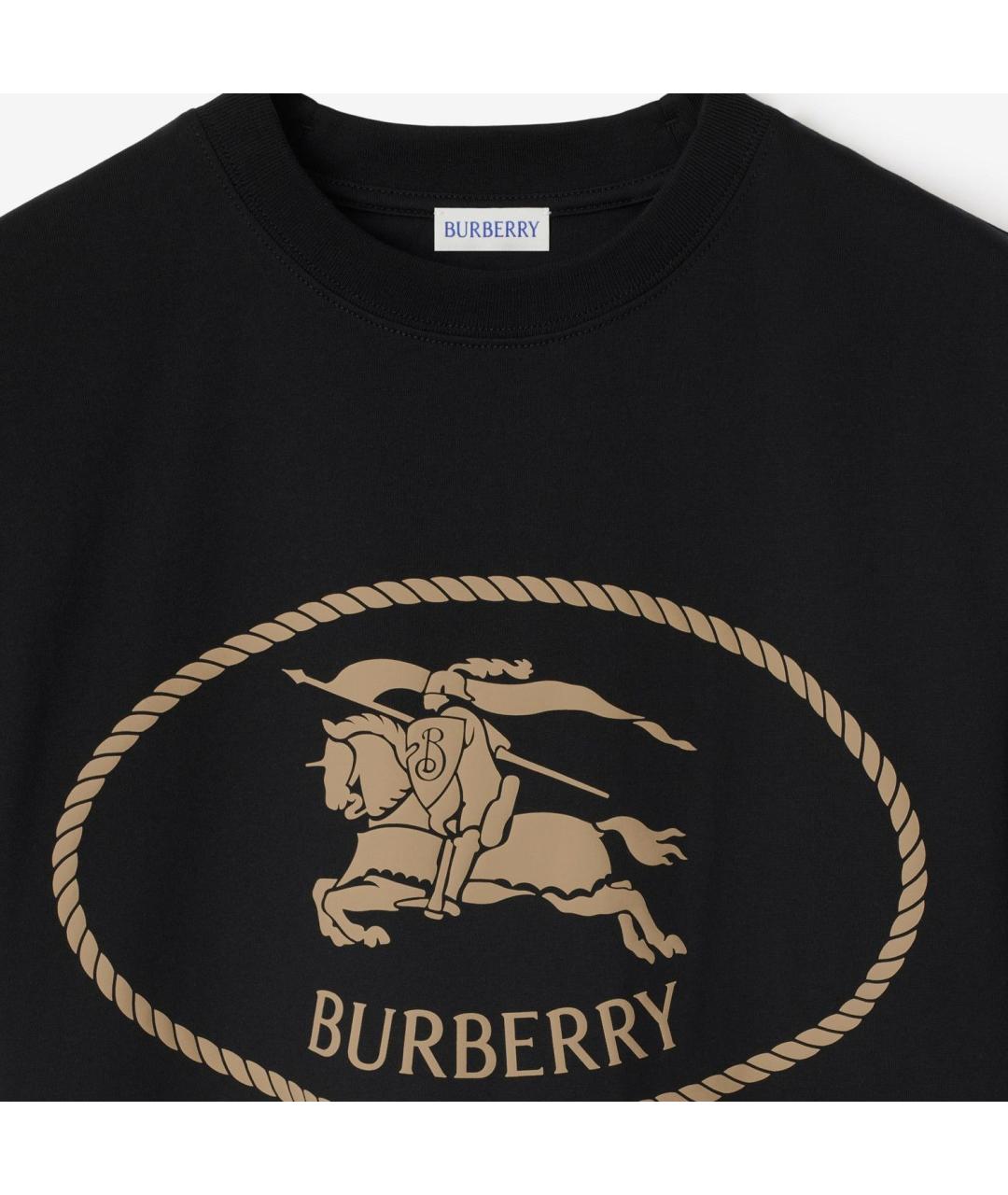 BURBERRY Черная хлопковая футболка, фото 5