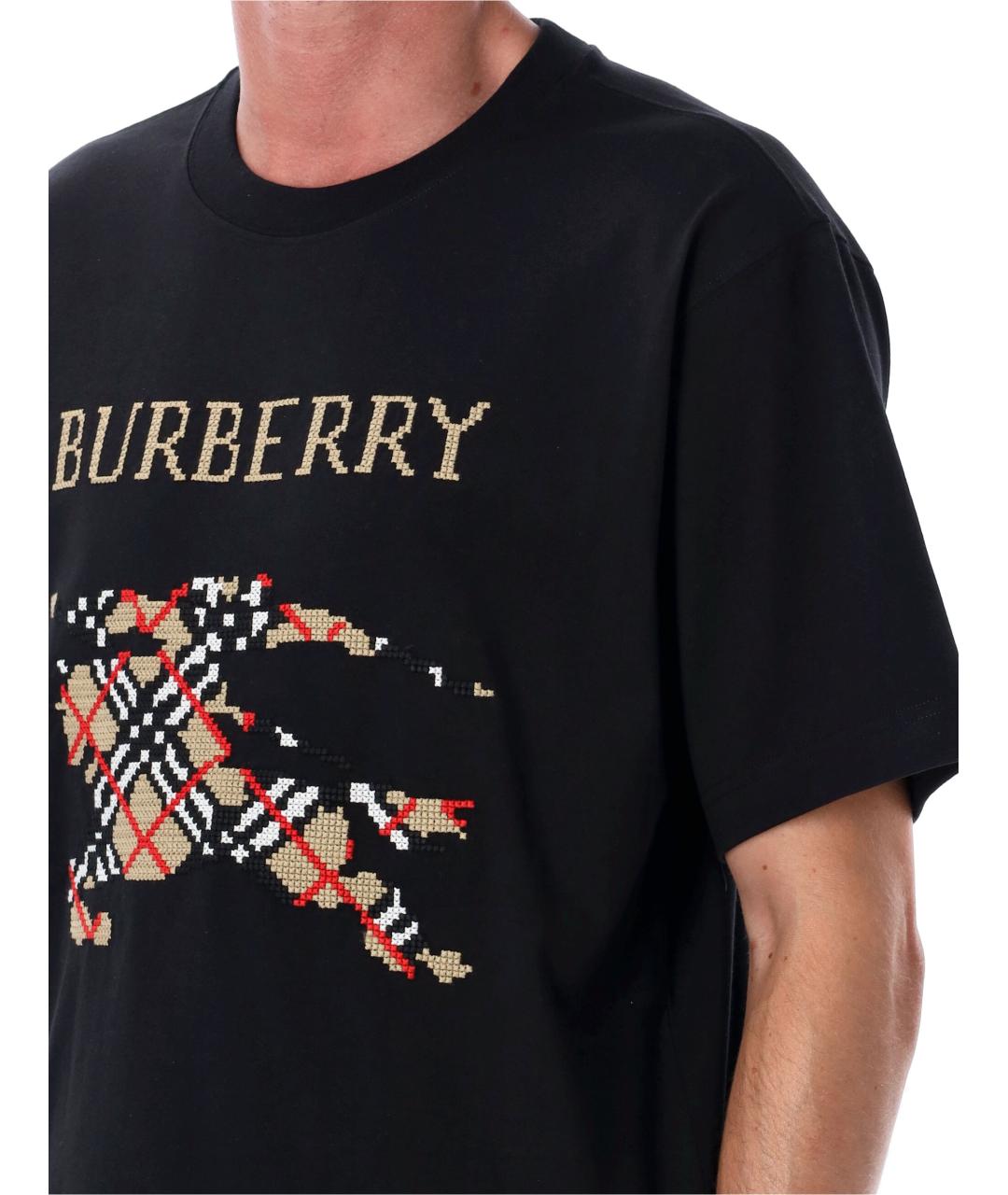 BURBERRY Черная хлопковая футболка, фото 3