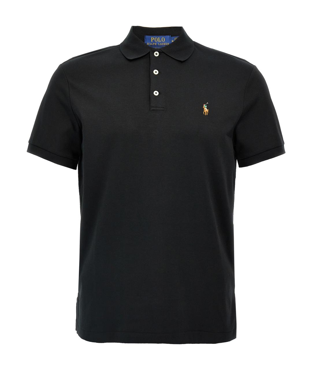 POLO RALPH LAUREN Черное хлопковое поло с коротким рукавом, фото 1