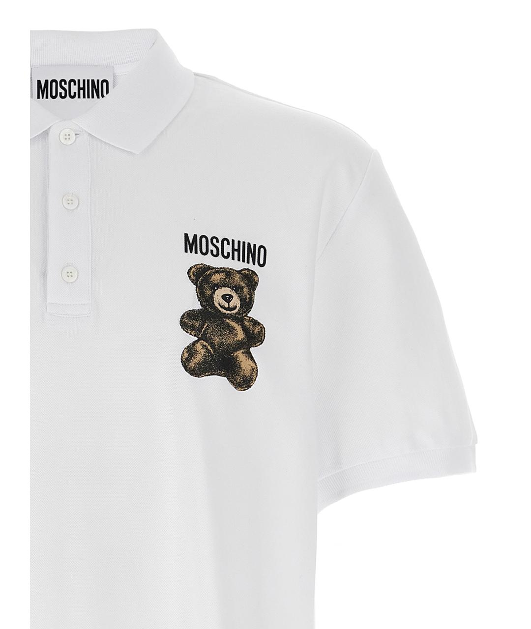 MOSCHINO Белое хлопковое поло с коротким рукавом, фото 3