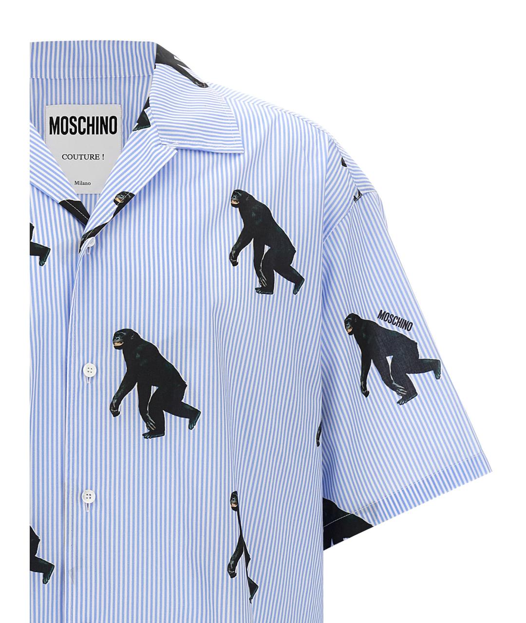 MOSCHINO Голубая хлопковая кэжуал рубашка, фото 3