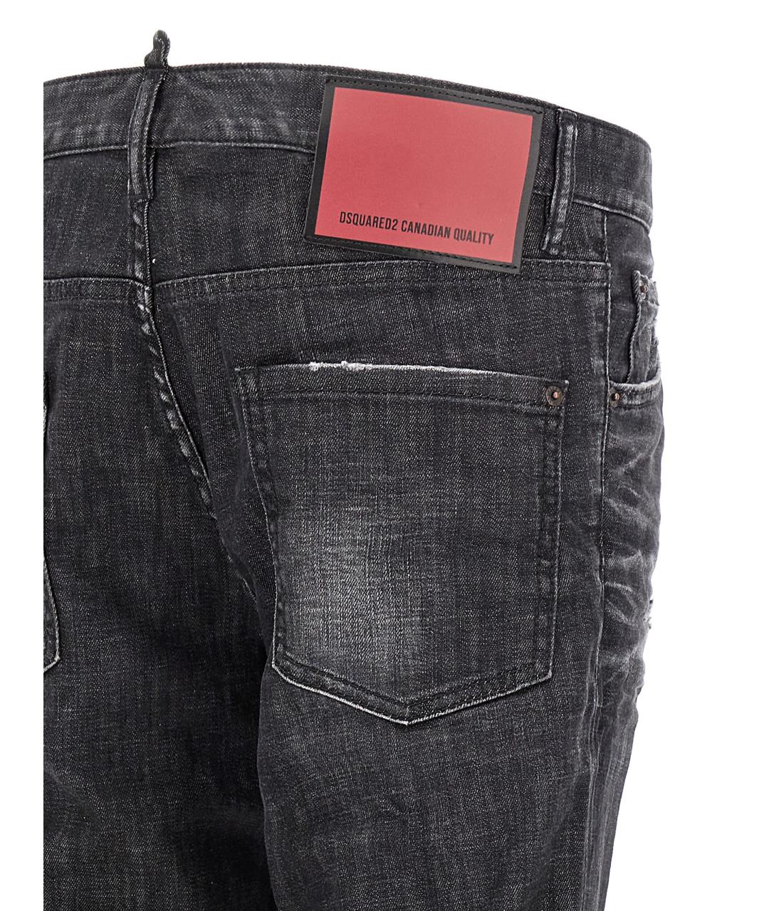 DSQUARED2 Черные хлопковые прямые джинсы, фото 4