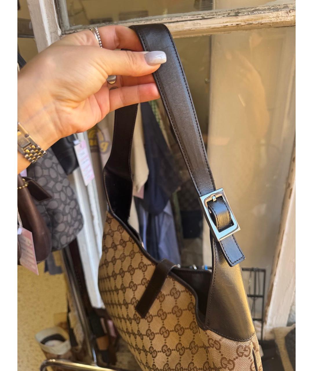 GUCCI Черная кожаная сумка с короткими ручками, фото 5