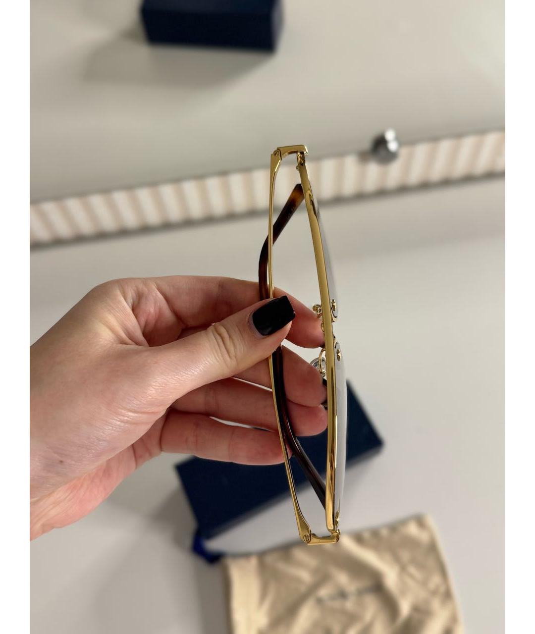 LOUIS VUITTON Золотые металлические солнцезащитные очки, фото 5