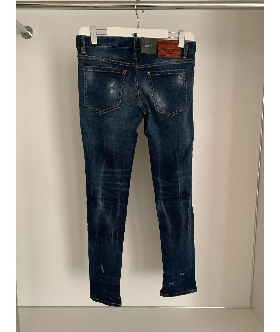 DSQUARED2 Темно-синие хлопковые джинсы слим, фото 2