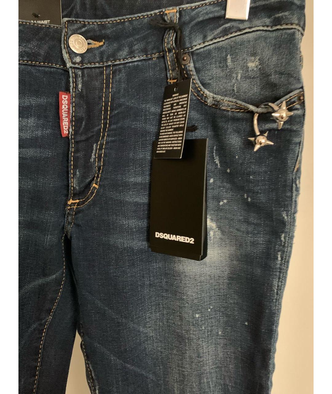 DSQUARED2 Темно-синие хлопковые джинсы слим, фото 3