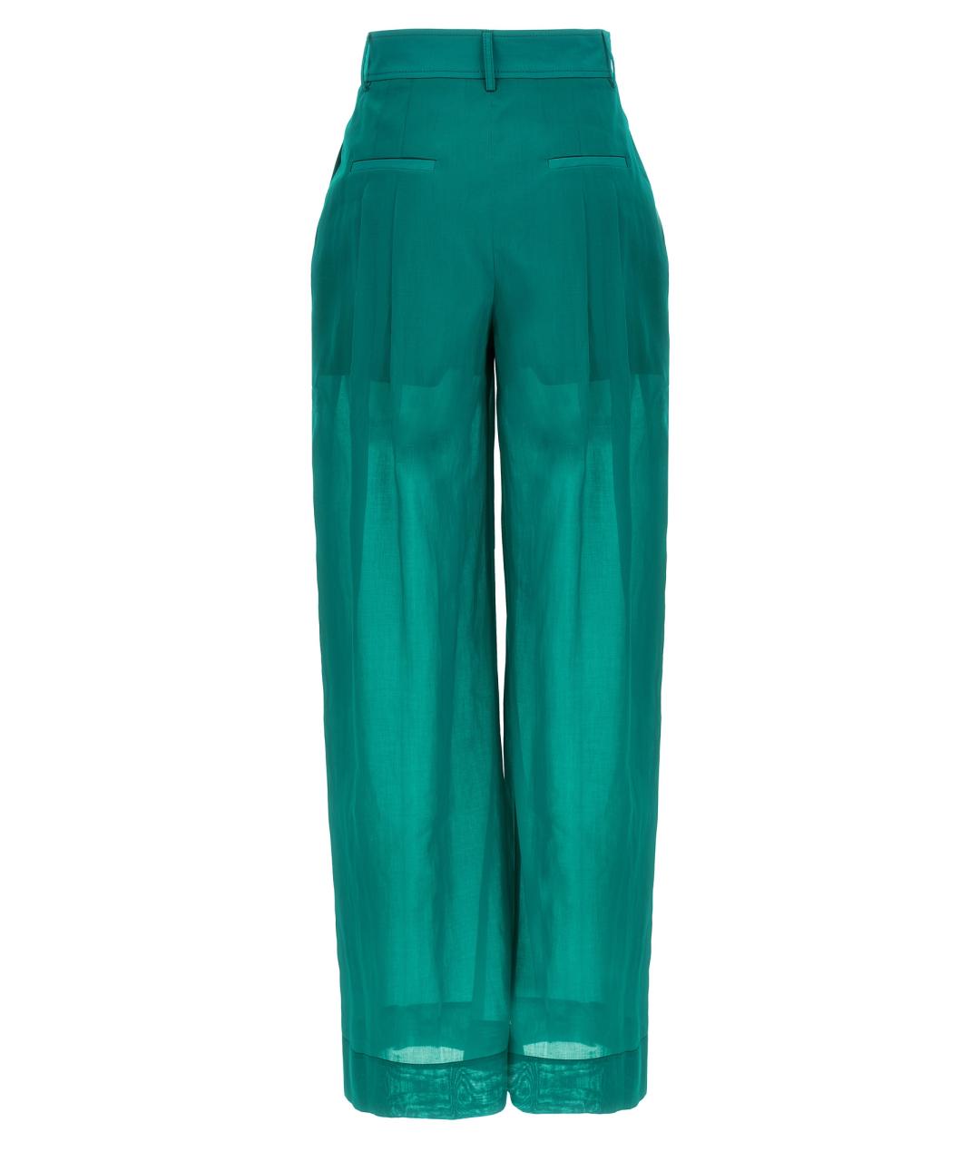 ALBERTA FERRETTI Бирюзовые хлопковые прямые брюки, фото 2