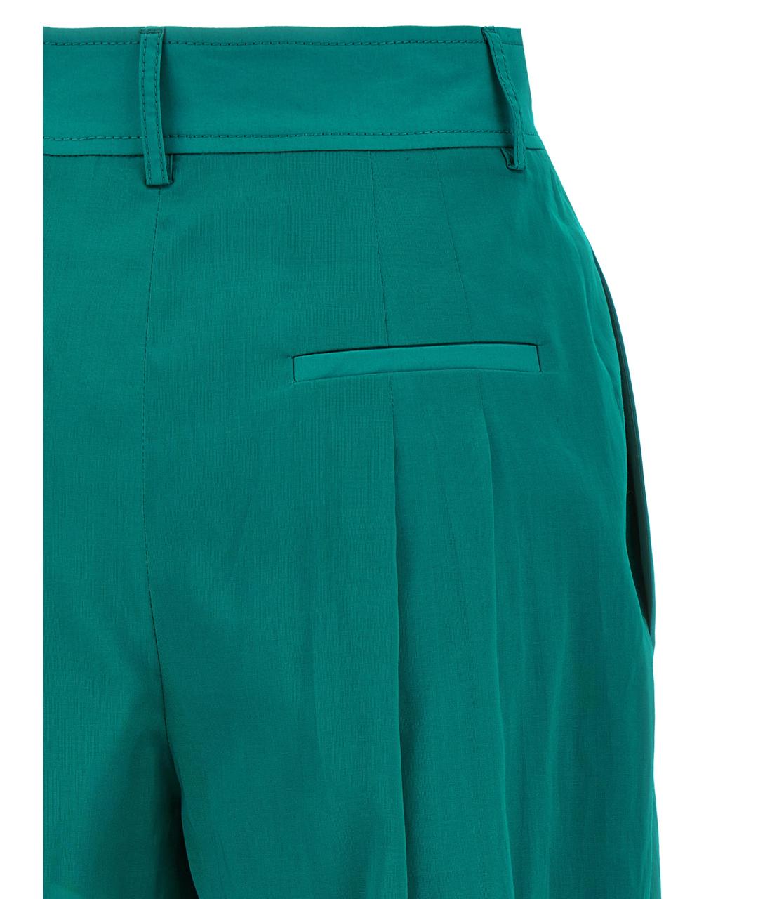 ALBERTA FERRETTI Бирюзовые хлопковые прямые брюки, фото 4