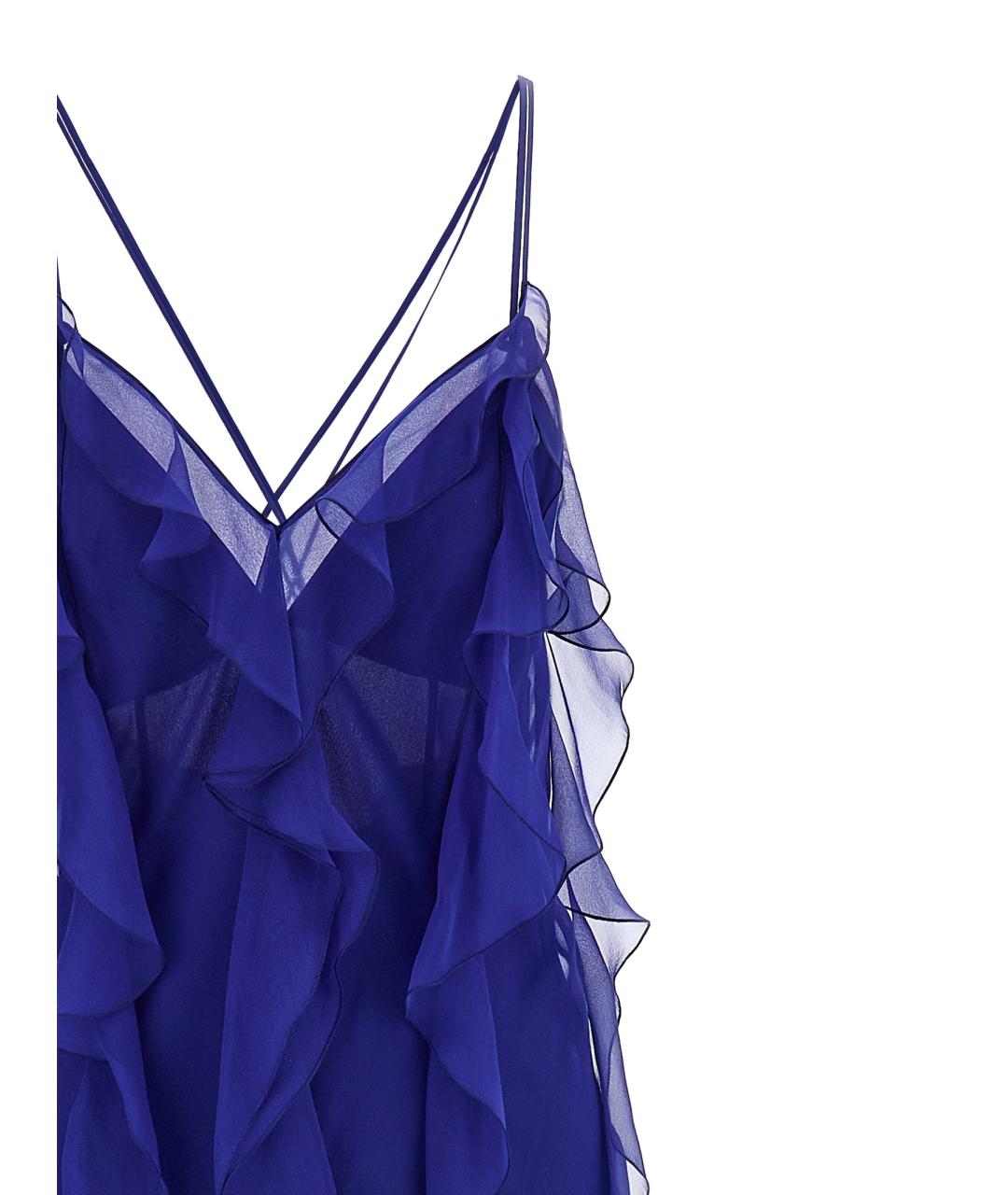 ALBERTA FERRETTI Синее шелковое коктейльное платье, фото 3