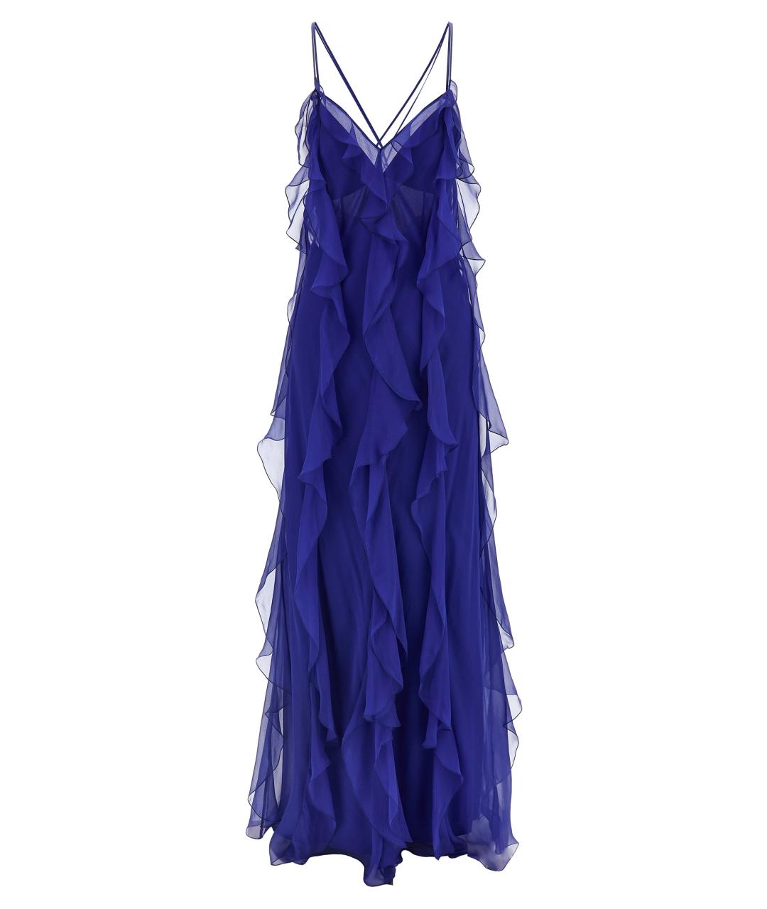 ALBERTA FERRETTI Синее шелковое коктейльное платье, фото 1