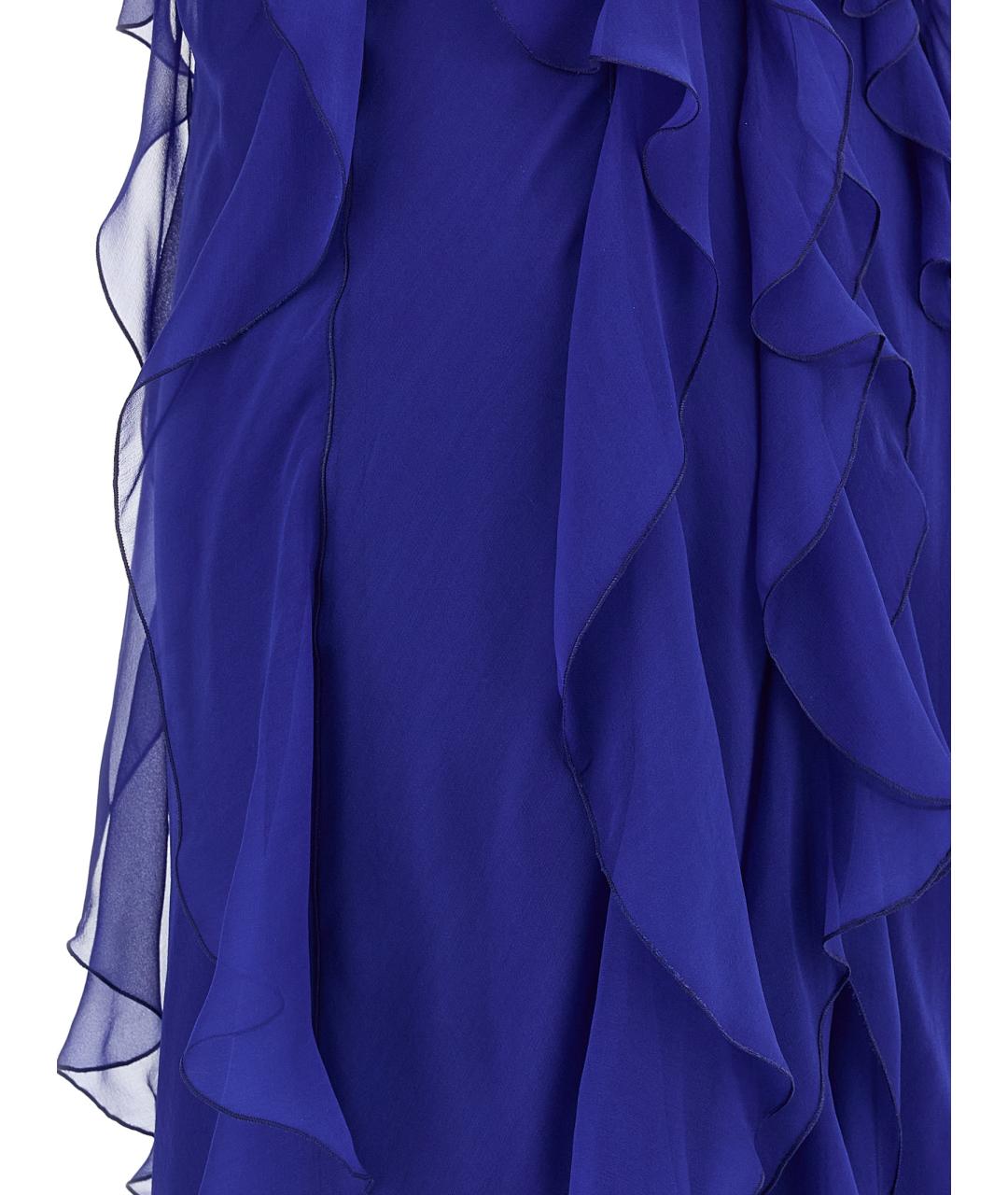 ALBERTA FERRETTI Синее шелковое коктейльное платье, фото 4