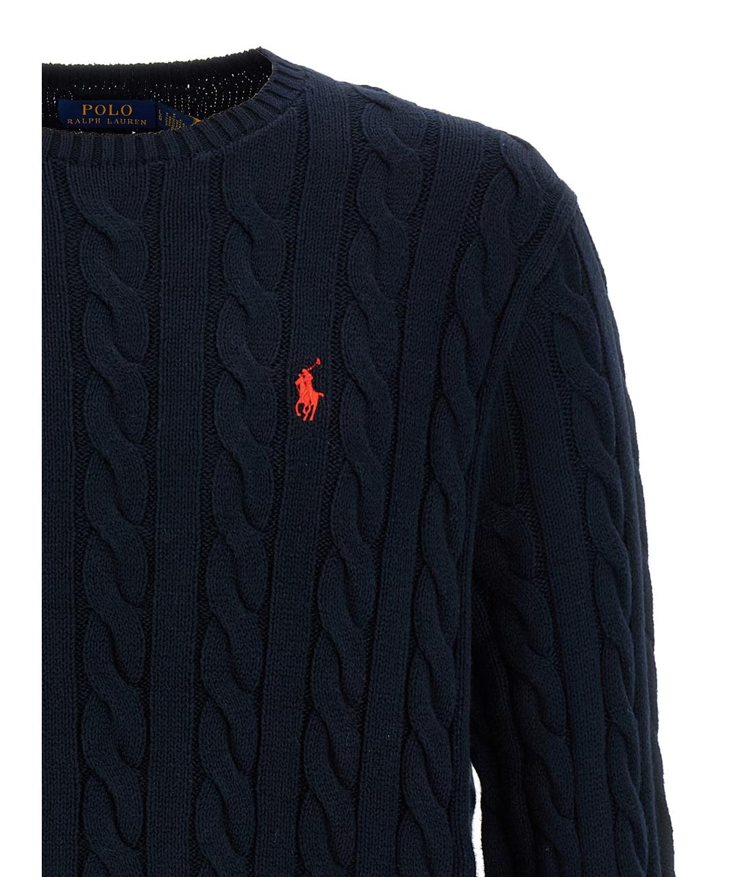 POLO RALPH LAUREN Темно-синий хлопковый джемпер / свитер, фото 3