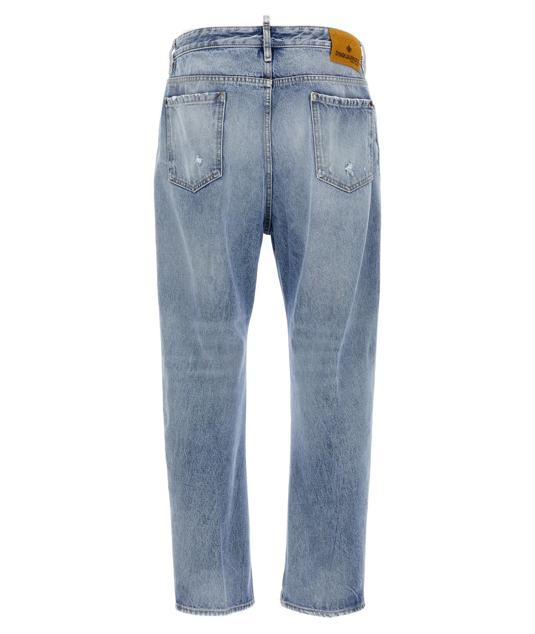 DSQUARED2 Голубые хлопковые прямые джинсы, фото 2