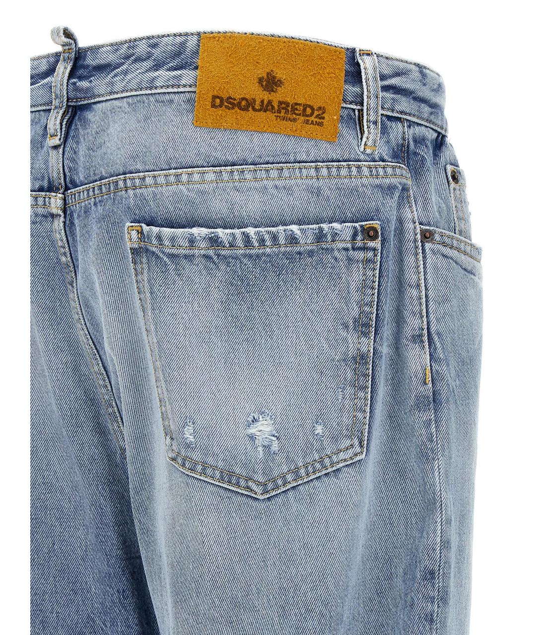 DSQUARED2 Голубые хлопковые прямые джинсы, фото 4