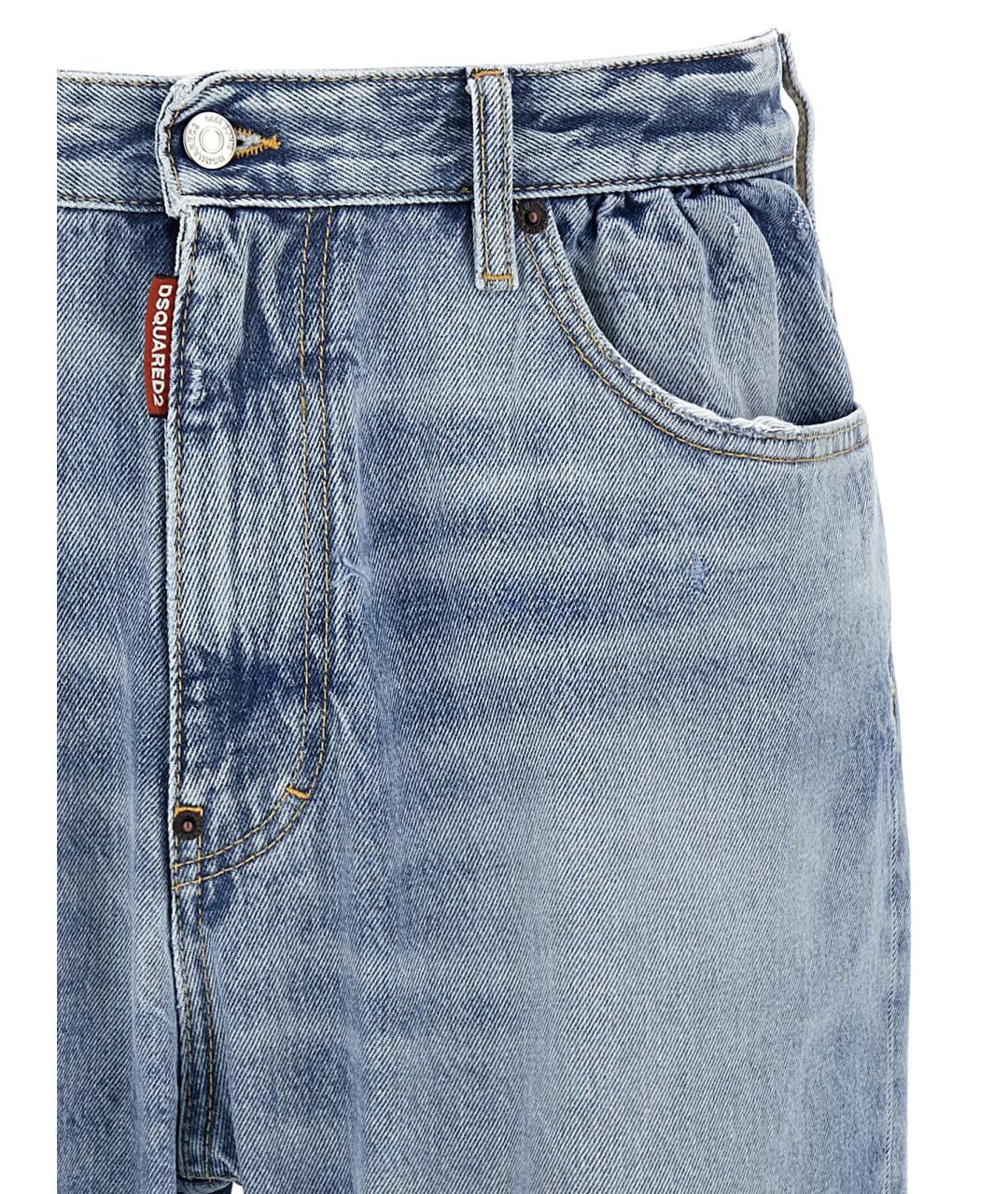 DSQUARED2 Голубые хлопковые прямые джинсы, фото 3
