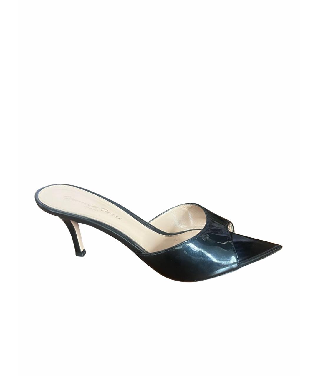 GIANVITO ROSSI Черные мюли из лакированной кожи, фото 1