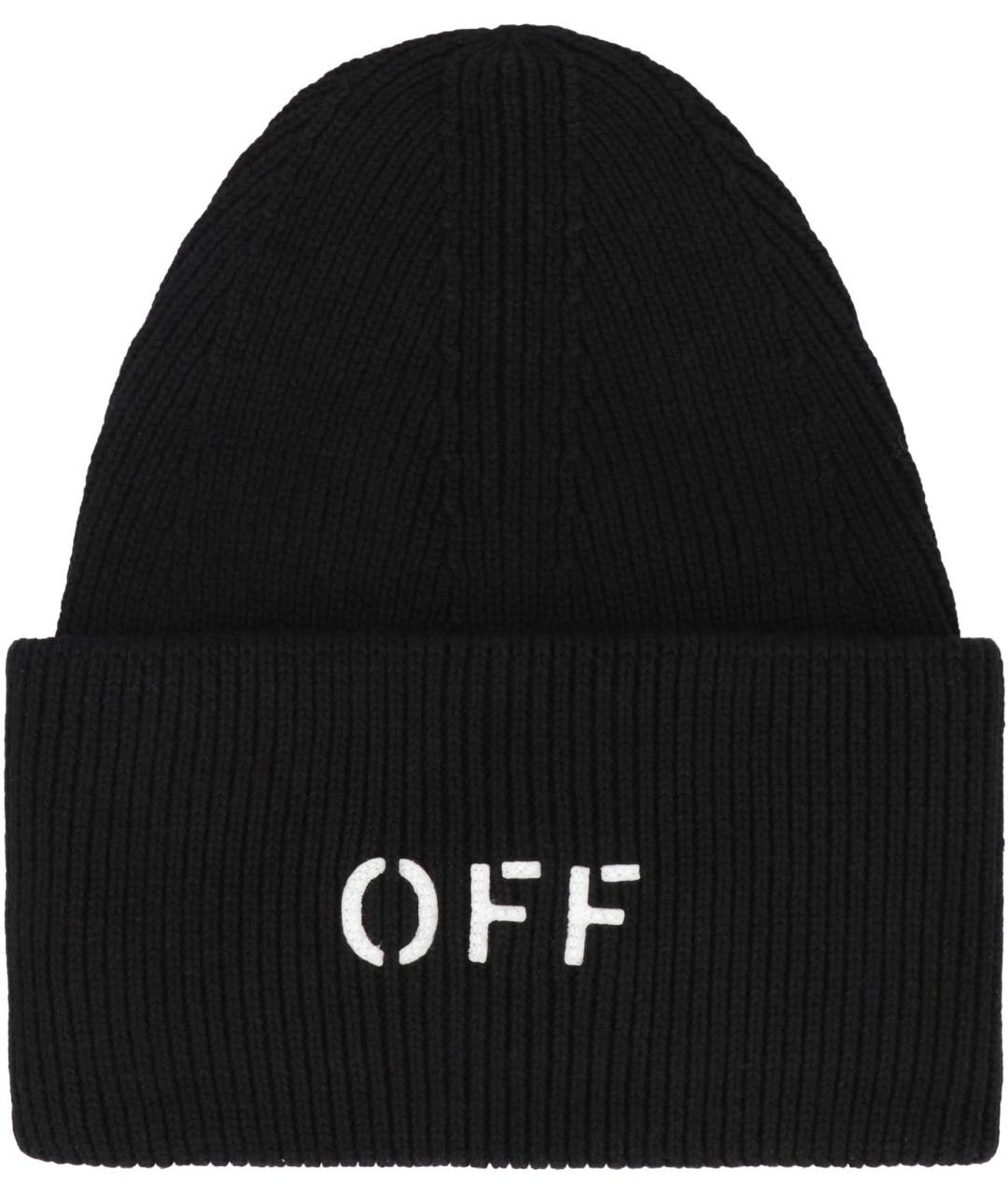 OFF-WHITE Черная кашемировая шапка, фото 2