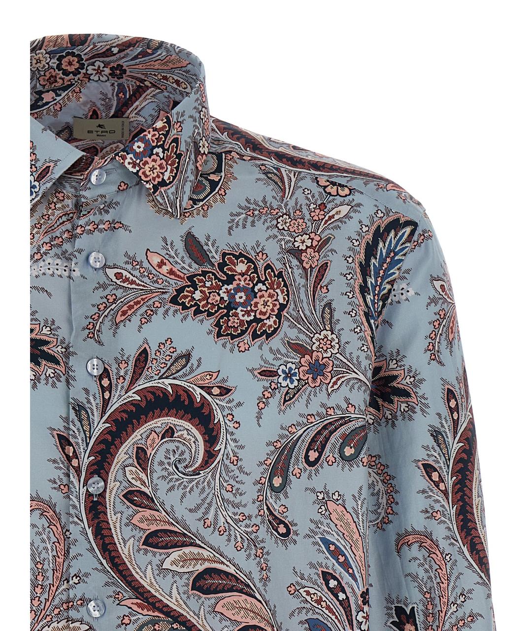 ETRO Голубая хлопковая кэжуал рубашка, фото 3