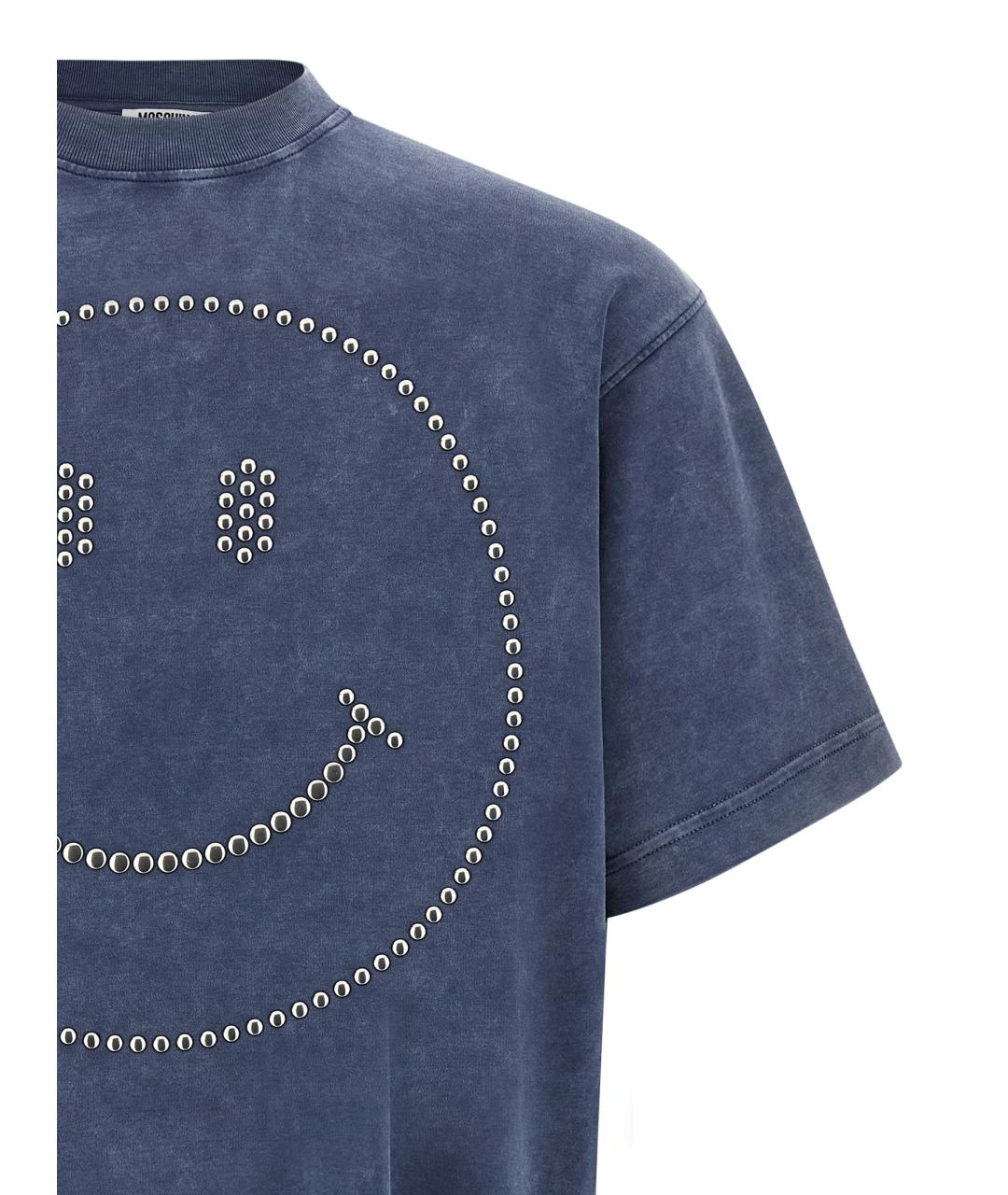 MOSCHINO Синяя хлопковая футболка, фото 3