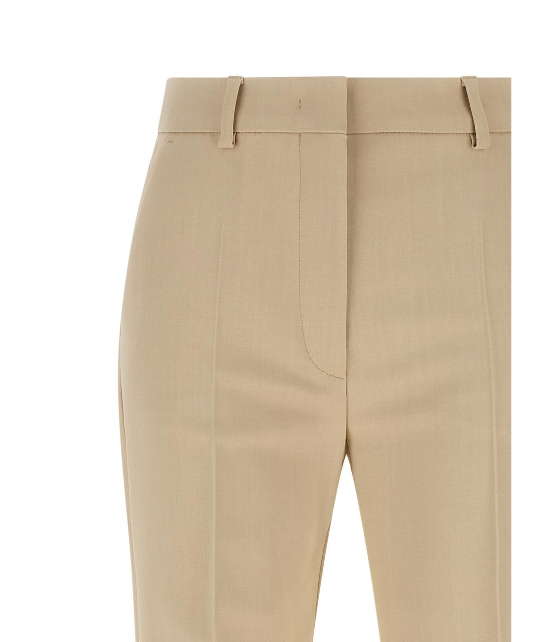 SPORTMAX Бежевые вискозные прямые брюки, фото 3