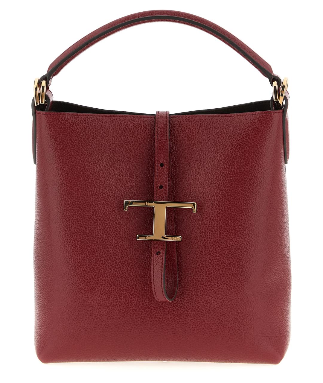 TOD'S Бордовая кожаная сумка тоут, фото 1