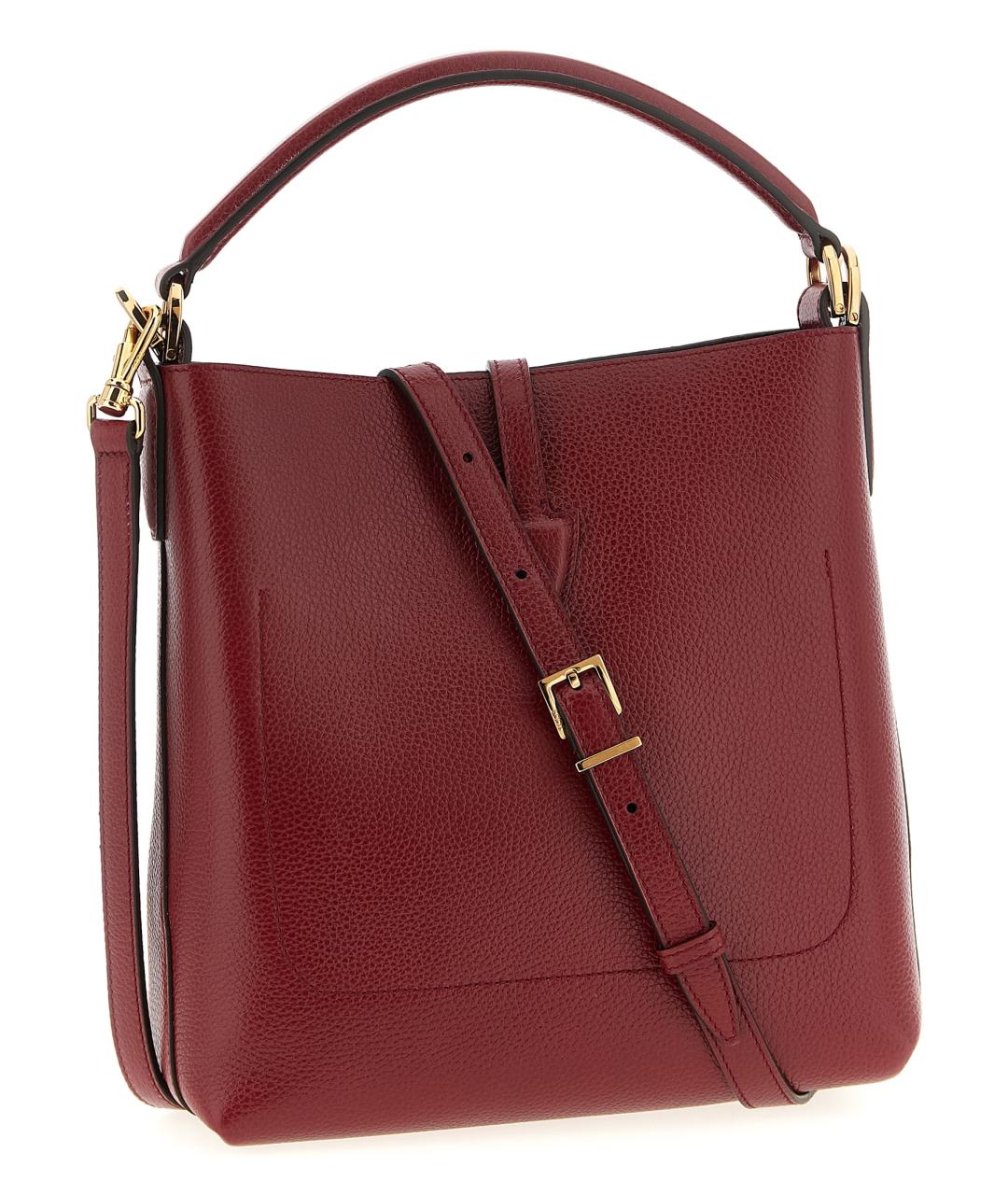 TOD'S Бордовая кожаная сумка тоут, фото 2