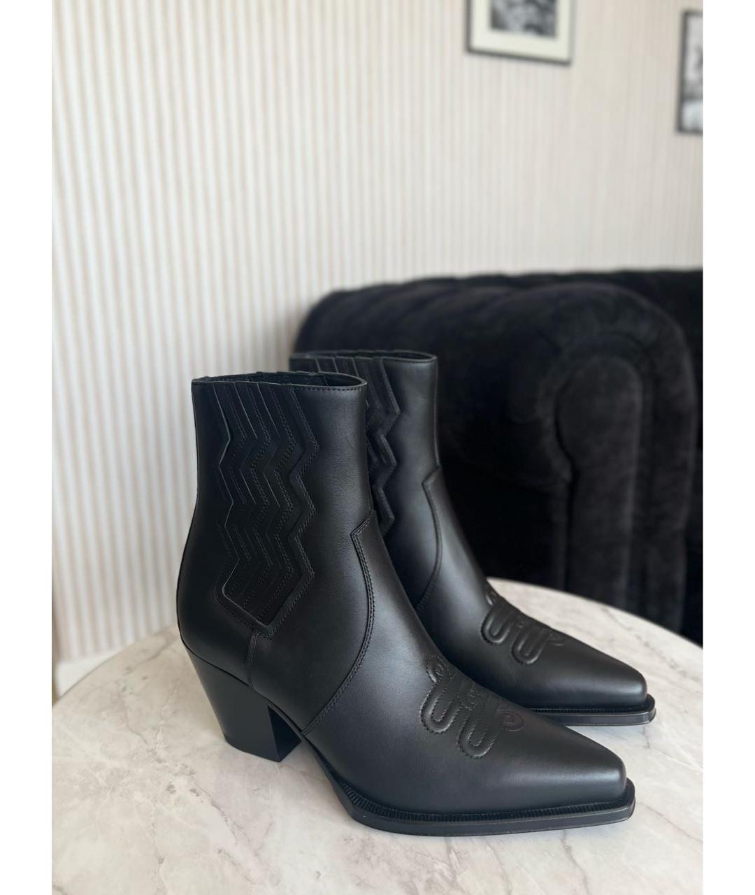 HERMES Черные кожаные полусапоги, фото 4