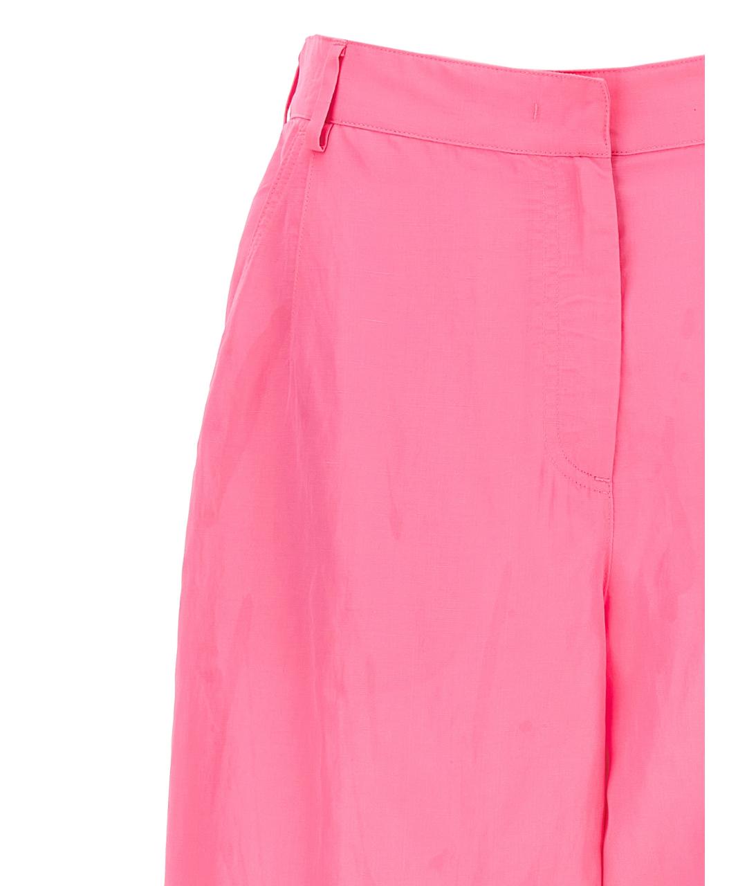MSGM Розовые вискозные прямые брюки, фото 3