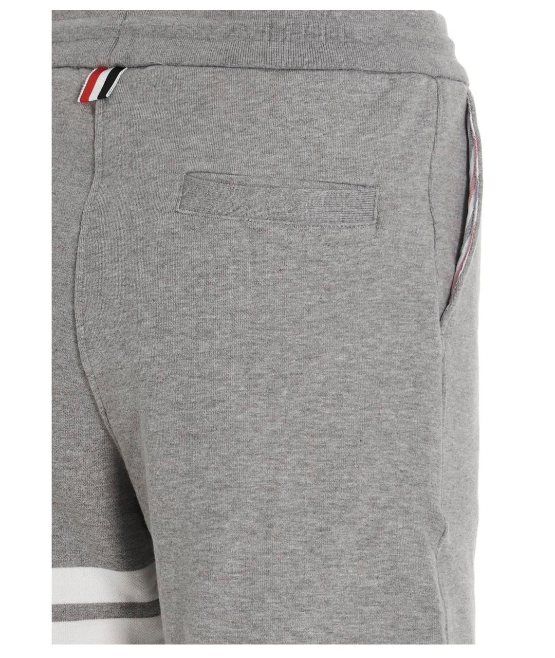 THOM BROWNE Серые хлопковые повседневные брюки, фото 4