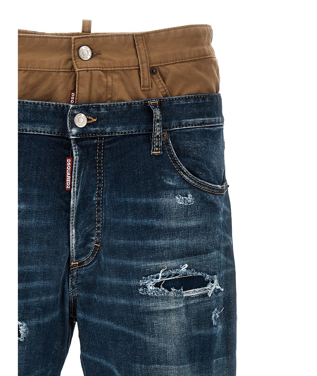 DSQUARED2 Синие хлопковые прямые джинсы, фото 3