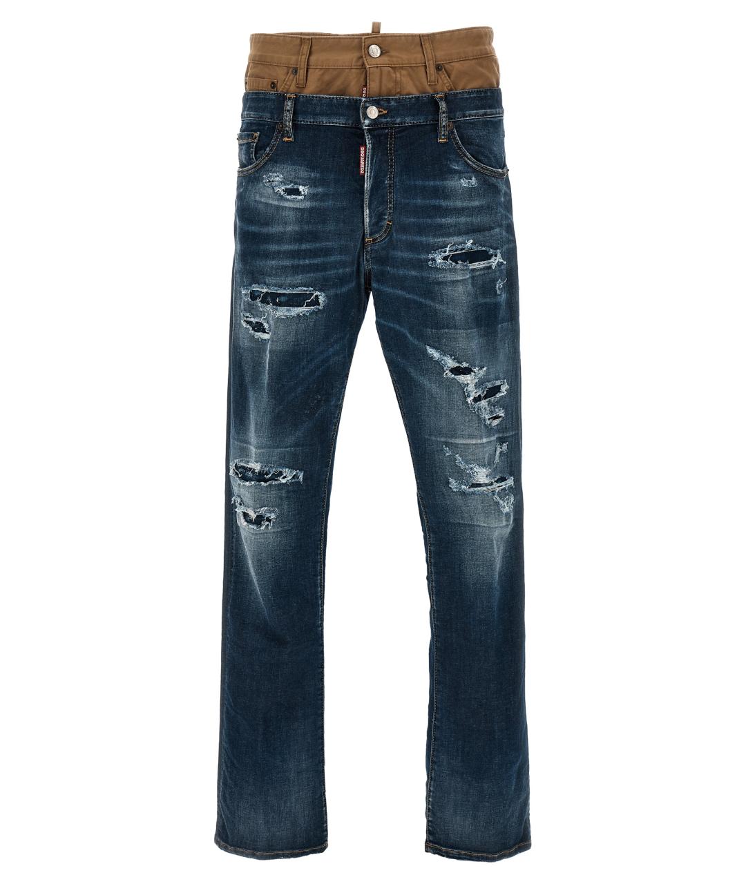 DSQUARED2 Синие хлопковые прямые джинсы, фото 1