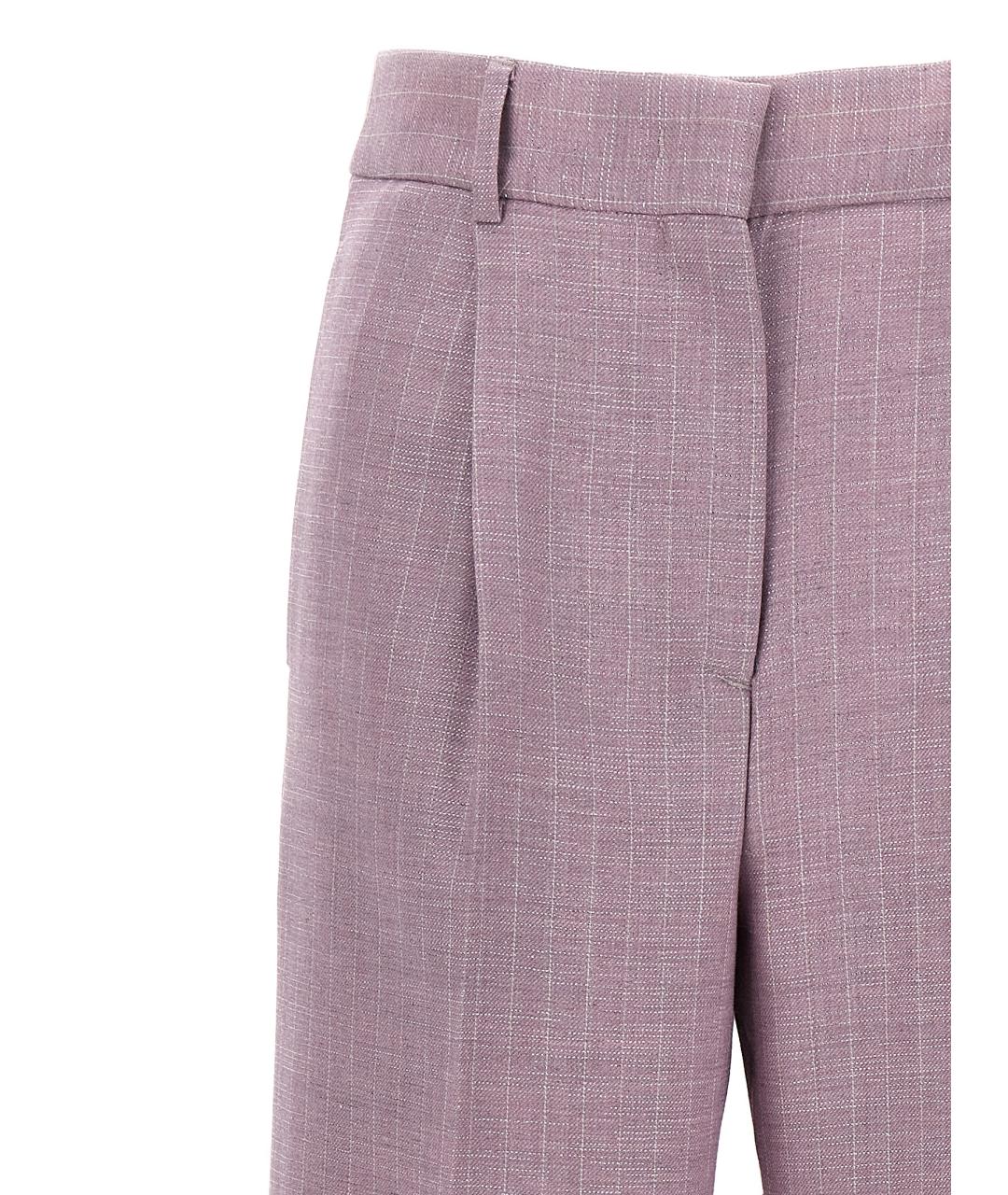 MSGM Фиолетовые шерстяные прямые брюки, фото 3
