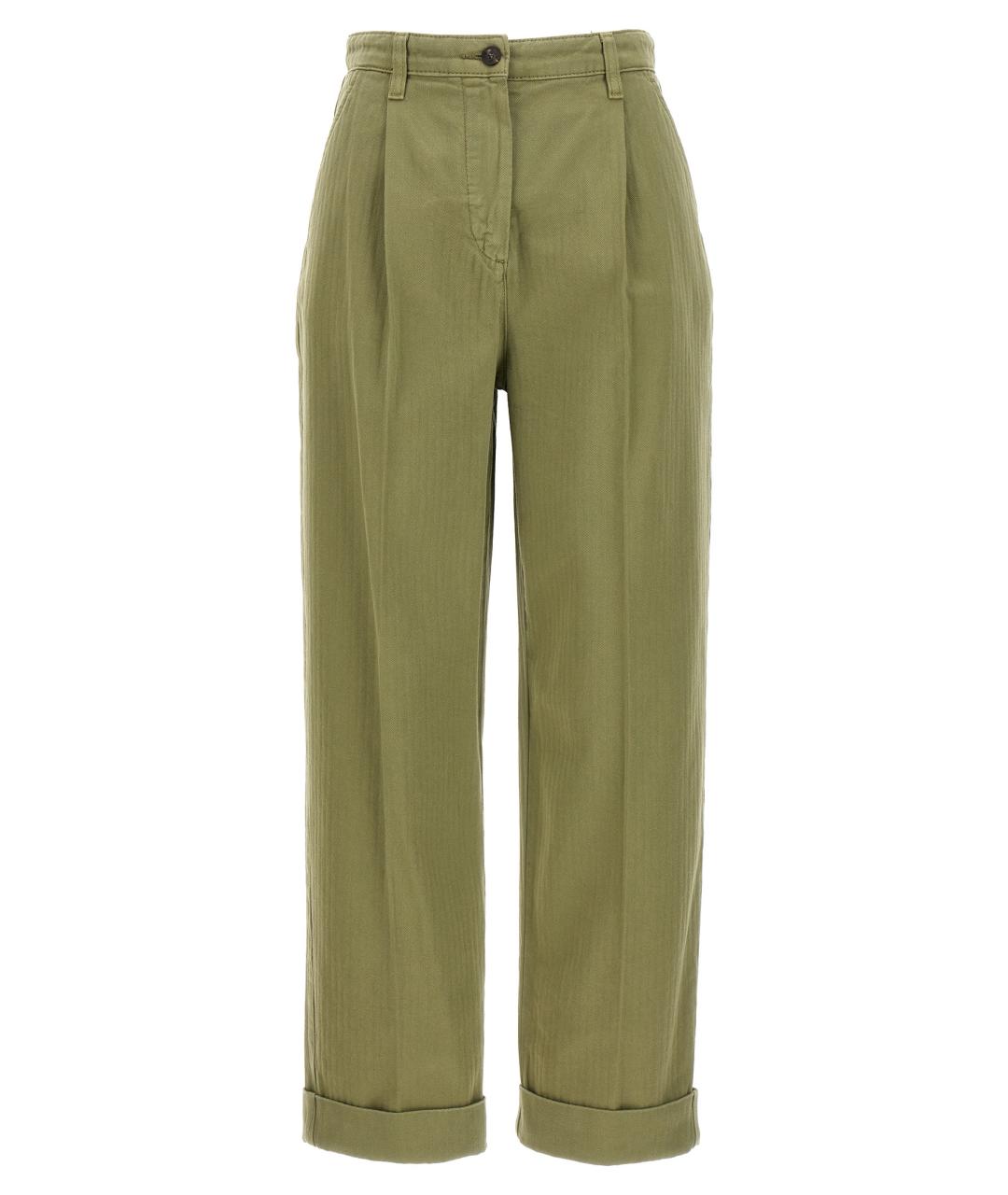 ETRO Зеленые хлопковые прямые брюки, фото 1