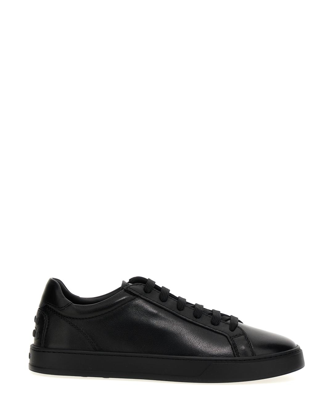 TOD'S Черные кожаные низкие кроссовки / кеды, фото 1