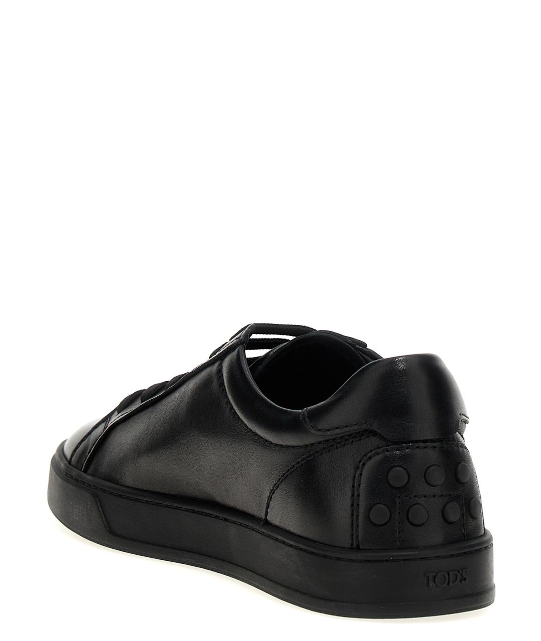 TOD'S Черные кожаные низкие кроссовки / кеды, фото 3