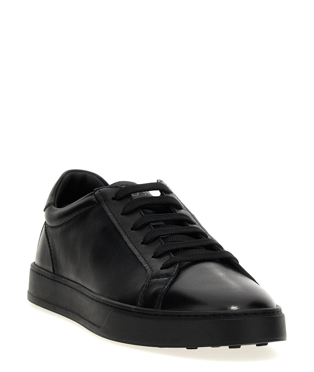 TOD'S Черные кожаные низкие кроссовки / кеды, фото 2