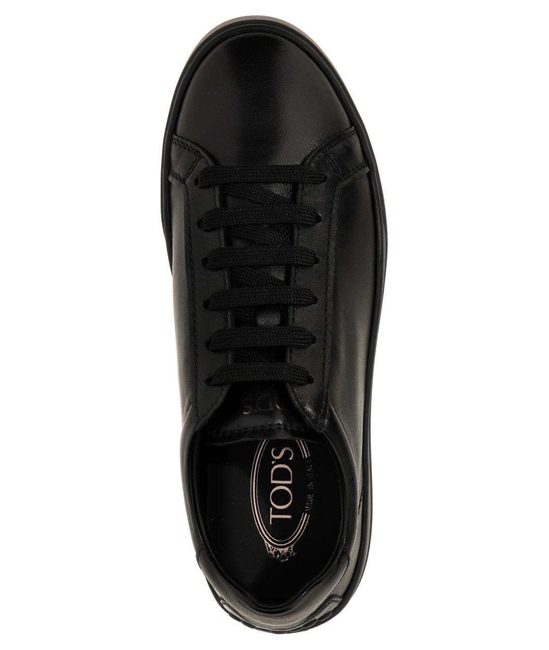 TOD'S Черные кожаные низкие кроссовки / кеды, фото 4