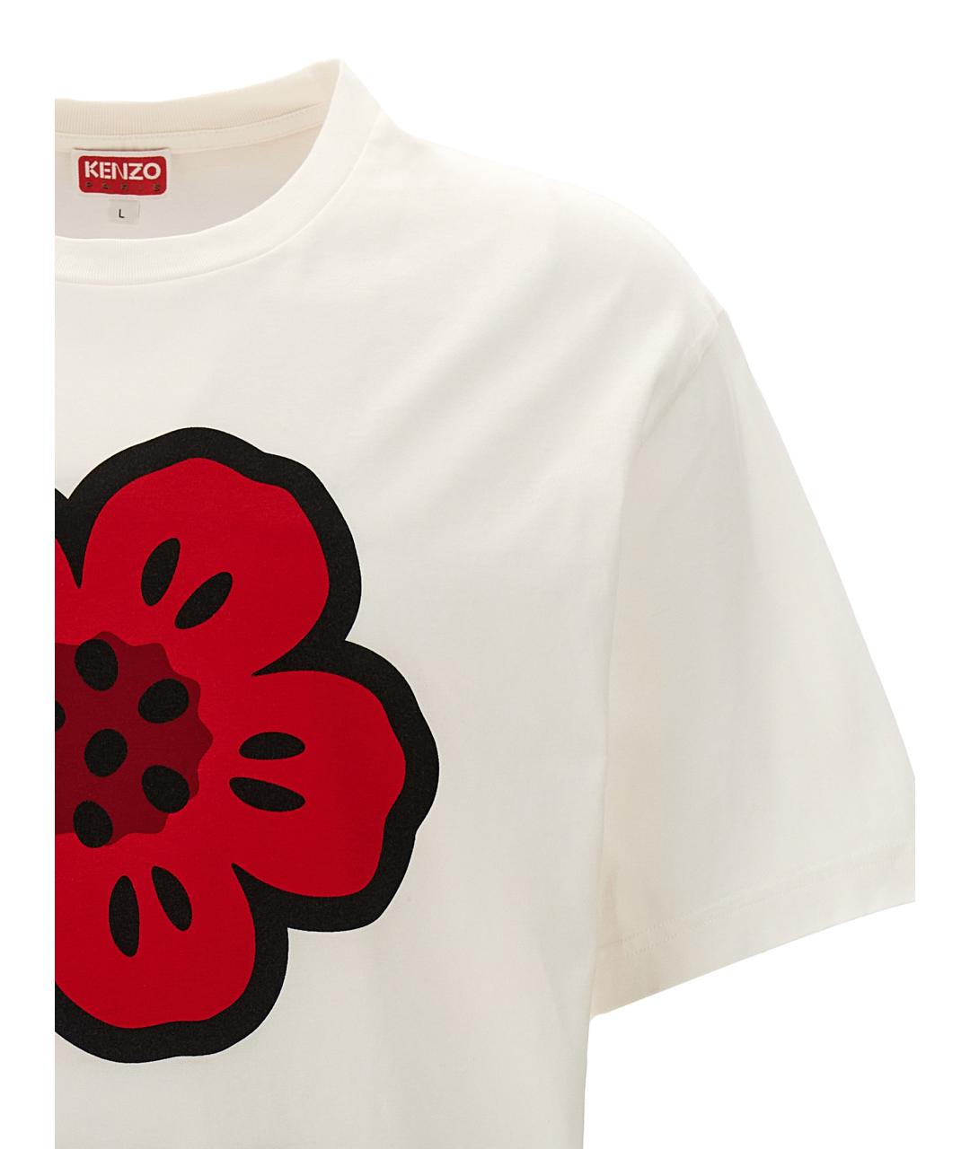 KENZO Белая хлопковая футболка, фото 3